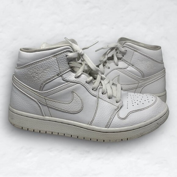 Air Jordan 1 Mid Triple White - 554724-130 - Picture 1 of 6